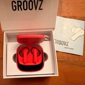 GROOVZ EARBUDS: WIRELESS BLUETOOTH -RED: BRAND NEW/UNUSED IN ORIGINAL PACKAGING